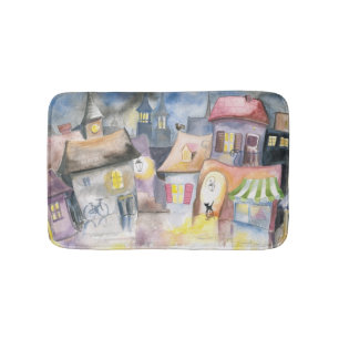 Tapis De Bain Petite ville la nuit