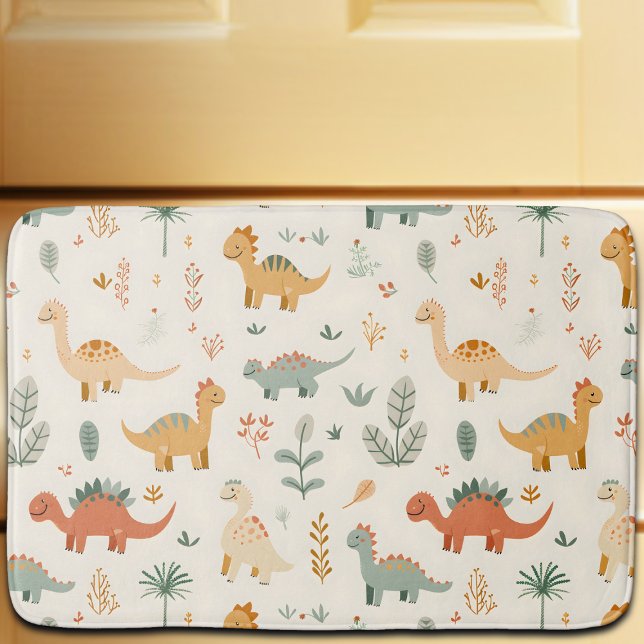 Tapis De Bain Petits Dinosaures Beige Neutre Tons (Créateur téléchargé)