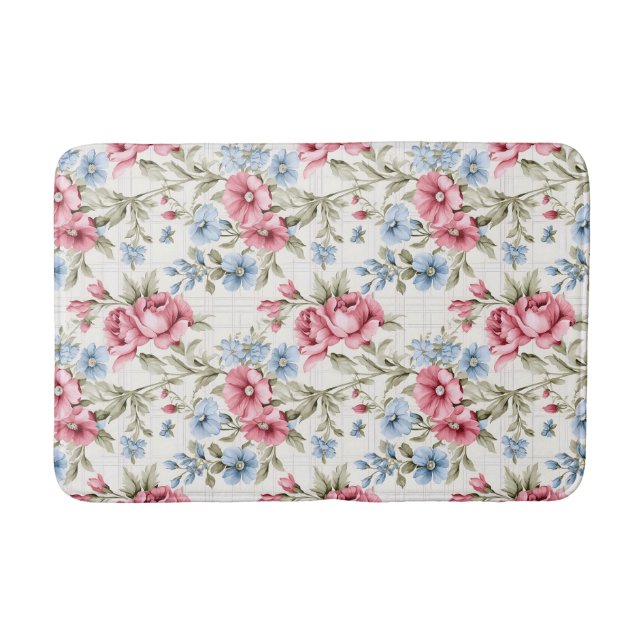 Tapis De Bain Petunias roses et Sky Blue Daisies (Devant)