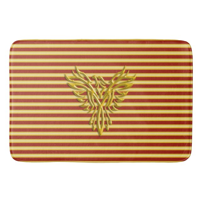 Tapis De Bain Phoenix aurifère avec or et rayures écarlate (Devant)