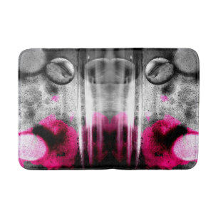 Tapis De Bain Photo Fuchsia Abstraite, gris et gris noir