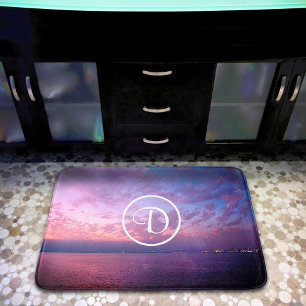 Tapis De Bain Photographie de coucher de soleil violet rose océa