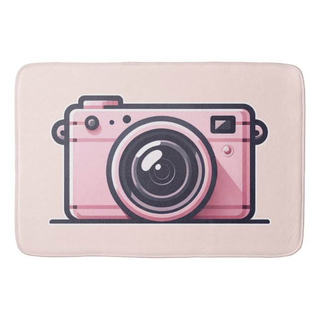 Tapis De Bain Photographie de la caméra de tir rose tendance (Devant)