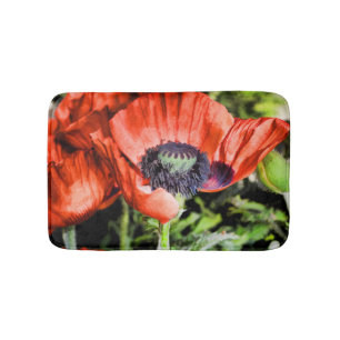 Tapis De Bain Photos Rouge et Fleurs d'Etrelon Flora Photo Mat d