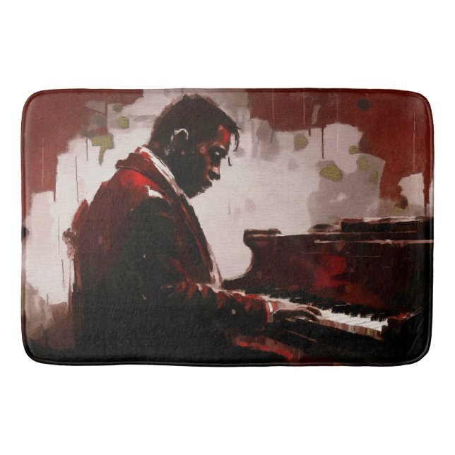 Tapis De Bain Pianiste de bar nocturne (Devant)