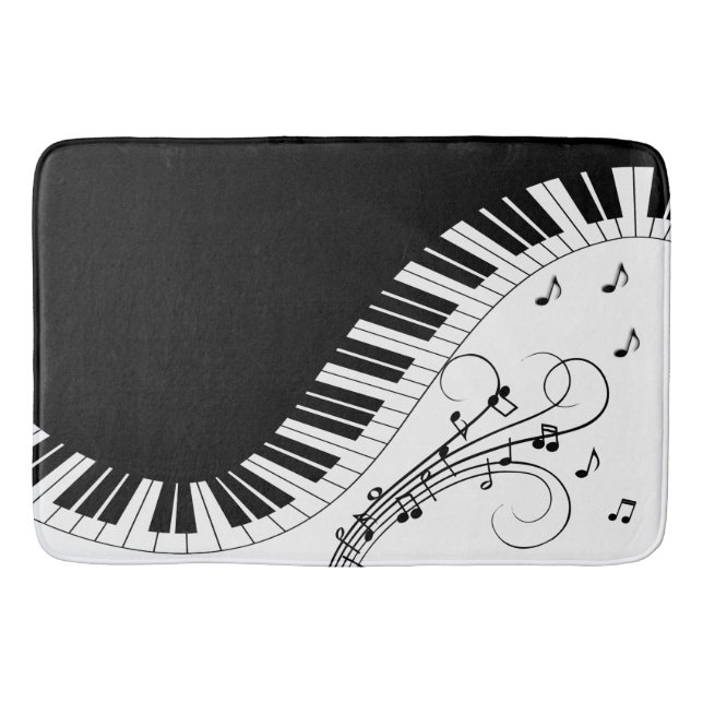Tapis De Bain Piano Clavier Noir et Blanc Design Musique Bain M (Devant)