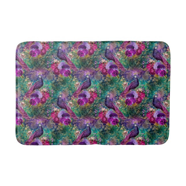 Tapis De Bain Pic rose pourpre Floral (Devant)
