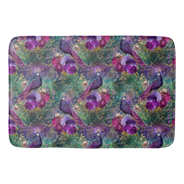 Tapis De Bain Pic rose pourpre Floral (Devant)