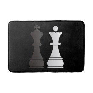 Tapis De Bain Pièces d'échecs blanches de reine de roi noir