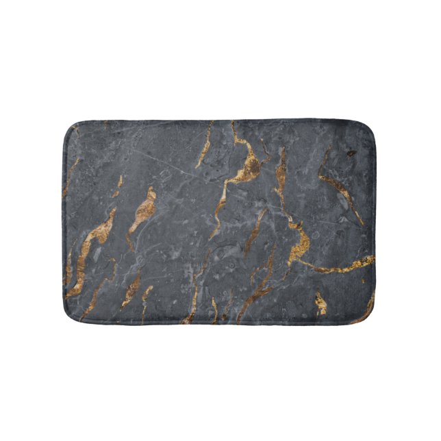 Tapis De Bain Pierre de marbre doré Cool gris tendance (Devant)