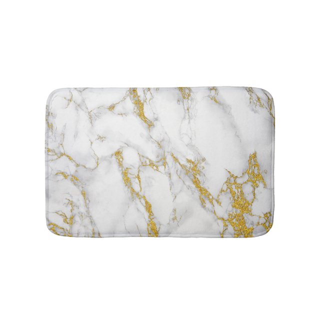 Tapis De Bain Pierre de marbre en gris blanc & or (Devant)