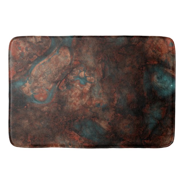 Tapis De Bain Pierre rouille et turquoise  (Devant)