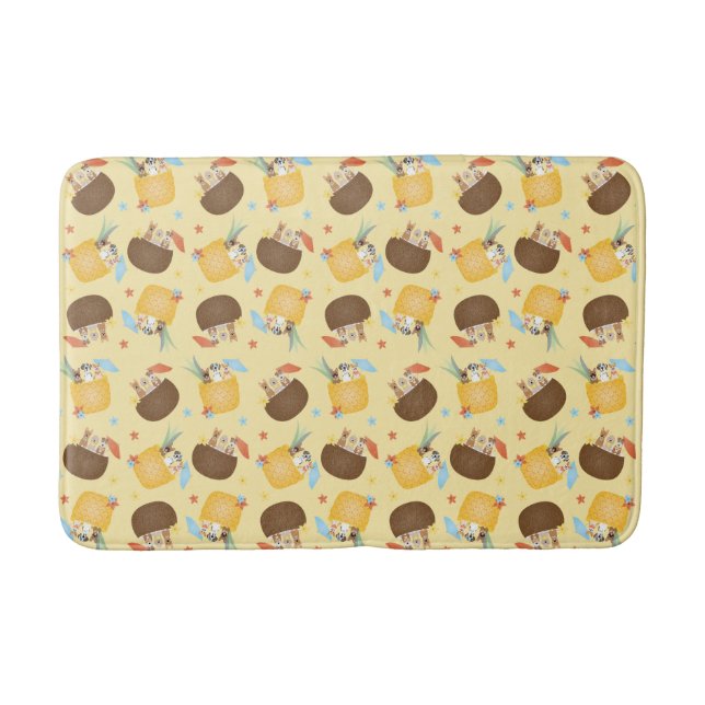 Tapis De Bain Pina Colada Pineappy Chiens de noix de coco Motif (Devant)