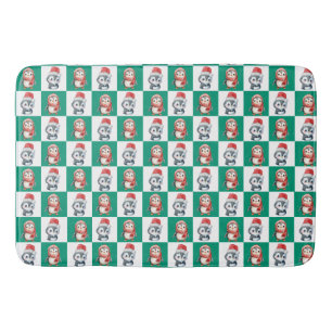 Tapis De Bain Pingin Père Noël aquarelle Joyeux motif de Noël