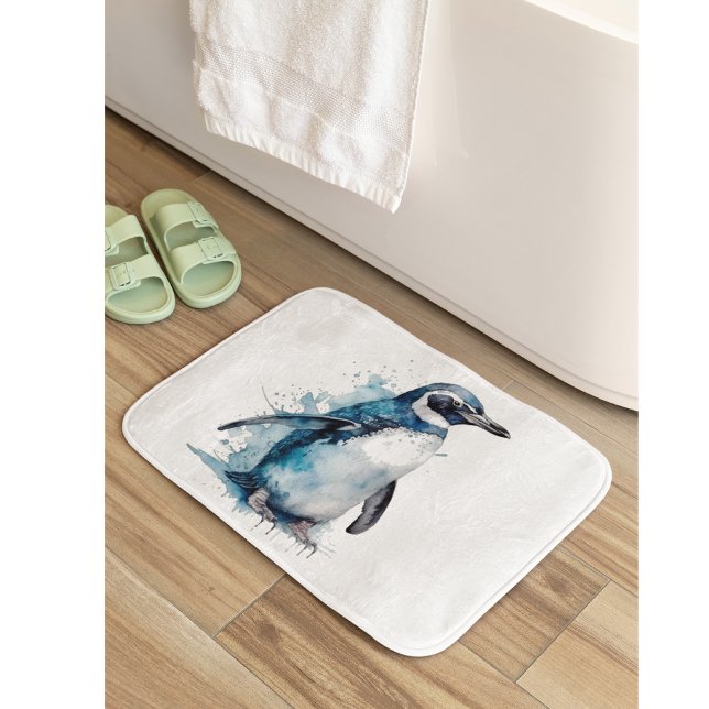 Tapis De Bain Pingouin d'aquarelle Arctique (Créateur téléchargé)