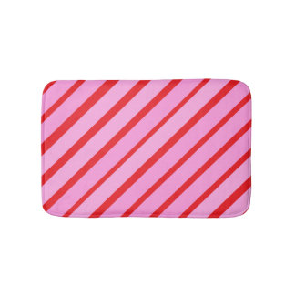 Tapis De Bain Pink and Red Diagonal Stripes
