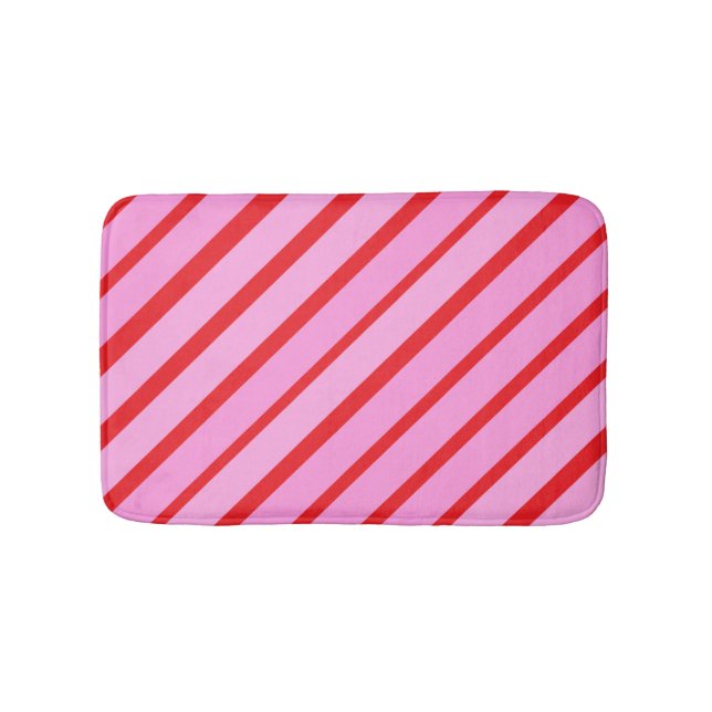 Tapis De Bain Pink and Red Diagonal Stripes  (Devant)