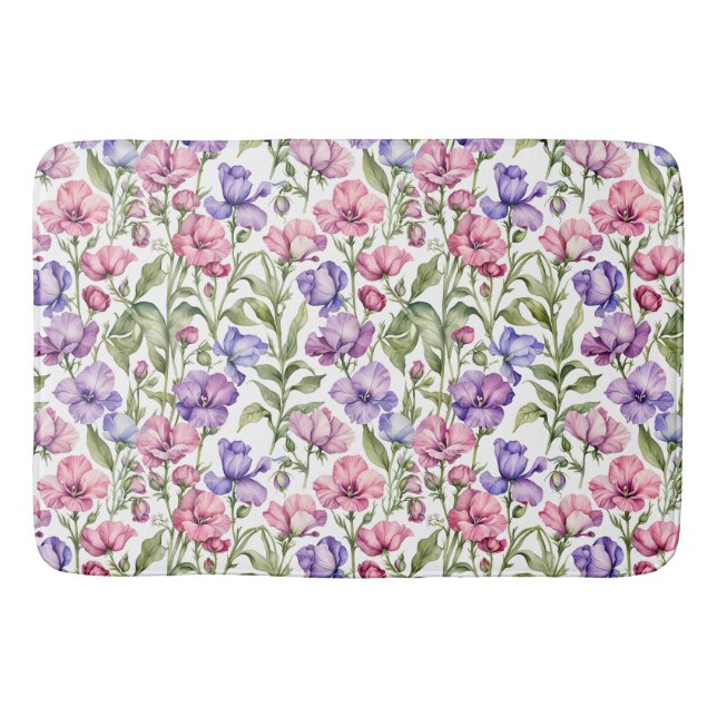 Tapis De Bain Pink and Violet Sweet Peas (Devant)