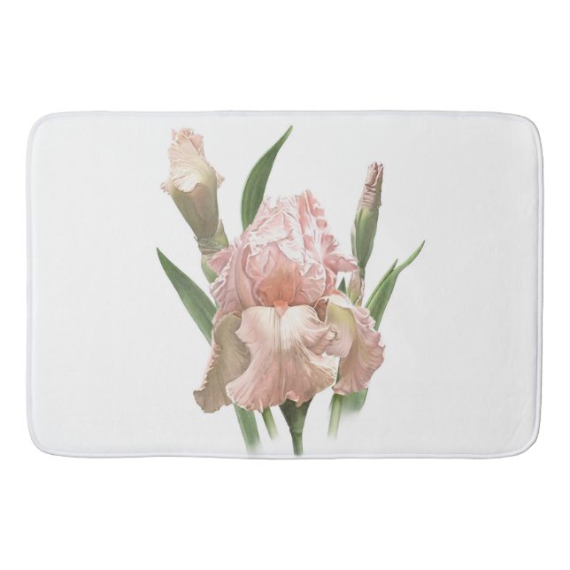 Tapis De Bain Pink Bearded Iris Flower Botanical Design (Devant)