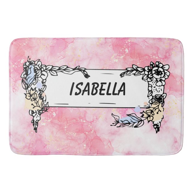 Tapis De Bain Pink Boho minimalist Ephemera ornament (Devant)