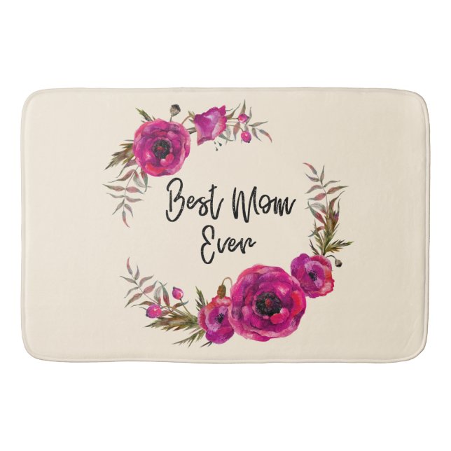 Tapis De Bain Pink Fuchsia Populaire Wreath Meilleur Maman Jamai (Devant)