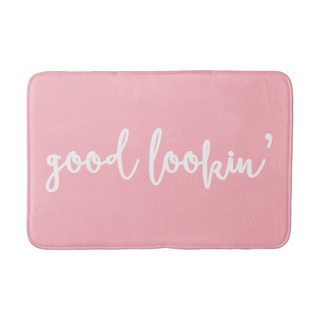 Tapis De Bain Pink Good Loin' Moderne Calligraphie Mat de bain (Devant)