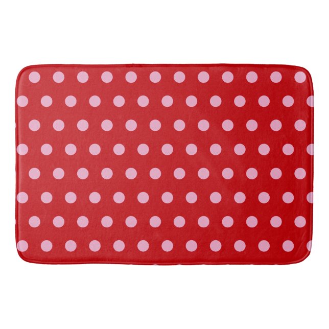 Tapis De Bain Pink on Red Polka Dots  (Devant)