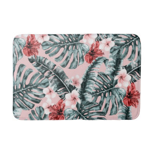 Tapis De Bain Pink Paradise Tropical Island Botanique Florale