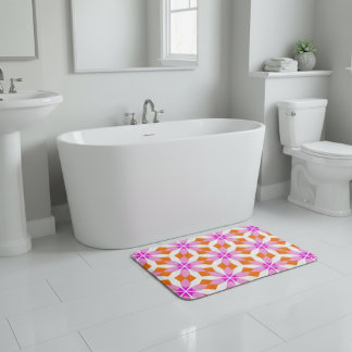 Tapis De Bain Pink Purple and Orange Floral Geometric