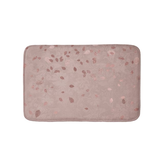 Tapis De Bain Pink Tan Brown brillant or Élégant Feuilles aléato (Devant)