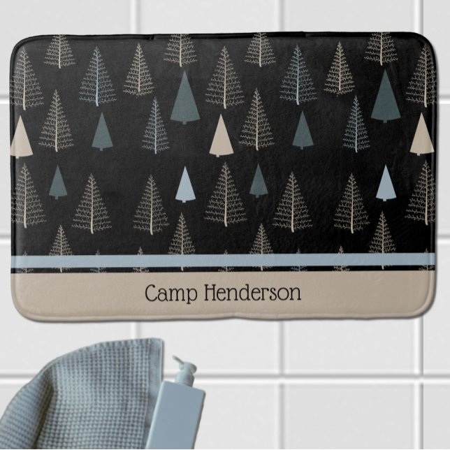 Tapis De Bain Pins primitifs sur le noir (Créateur téléchargé)