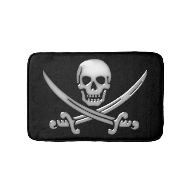 Tapis De Bain Pirate Crâne et os croisés des épées (Devant)