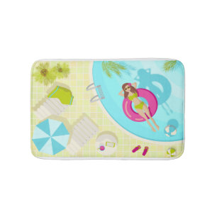 Tapis De Bain Piscine fille en bikini plage d'été