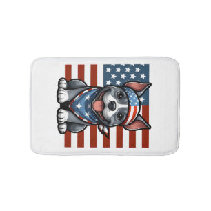 Tapis De Bain Pitbull Patriotique Drapeau Américain 4 Juillet BB