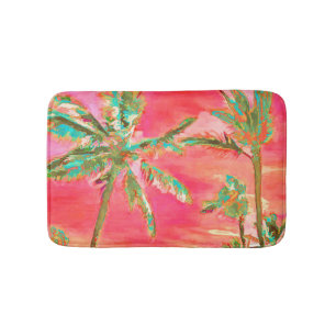 Tapis De Bain PixDezines Vintage Hawaiian Beach/Coral/Turquoise