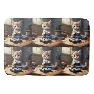 Tapis De Bain "Pixel Paws : The Gamer Kitten in Action"