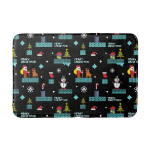 Tapis De Bain Pixellit Joyeux Motif de Noël - Design rétro