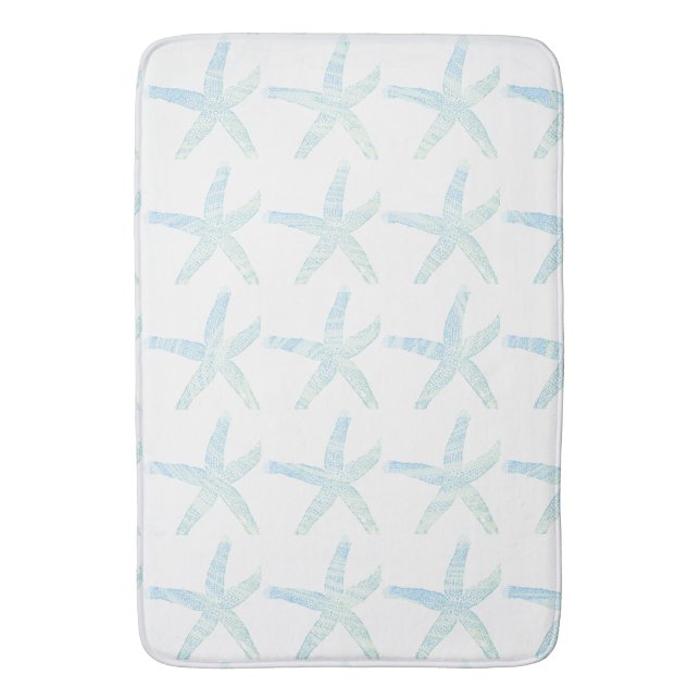 Tapis De Bain Plage côtière de Starfish Turquoise Bleu Blanc Aqu (devant Vertical)