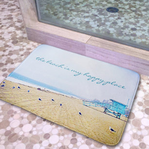 Tapis De Bain Plage Est Mon Joyeux Lieu Script Ocean Coastal Pho
