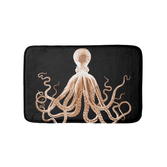 Tapis De Bain Plage océanique de pieuvre matelas noirs (Devant)