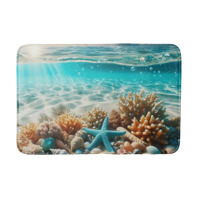 Tapis De Bain Plage tropicale Poisson étoile Coquillages Océan S (Devant)