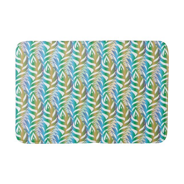 Tapis De Bain Plage turquoise motif en plume amusante. (Devant)