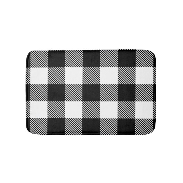 Tapis De Bain Plaid blanc noir de Buffalo avec le sergé (Devant)