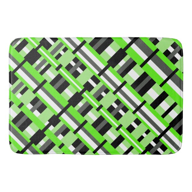 Tapis De Bain Plaid en Diagonale verte, noire et grise (Devant)