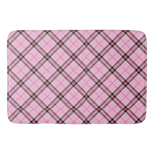 Tapis De Bain Plaid rose et noir (Devant)