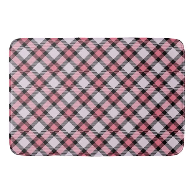 Tapis De Bain Plaid rose et noir (Devant)