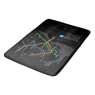 Tapis De Bain Plan de métro de Montréal STM sur fond noir HD