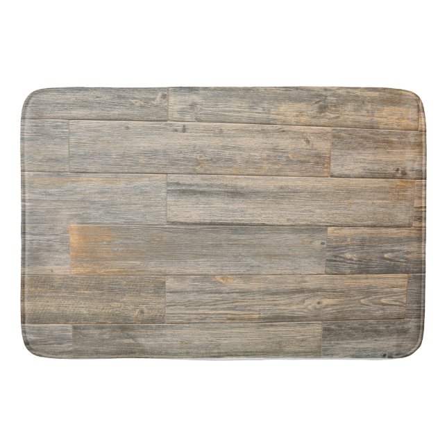 Tapis De Bain Planches à grains de bois rustique en relief (Devant)