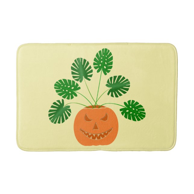 Tapis De Bain Plante Halloween Monstera en Citrouille (Devant)