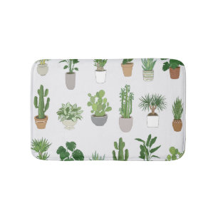 Tapis De Bain Plantes de maison, motif vintage de doodle